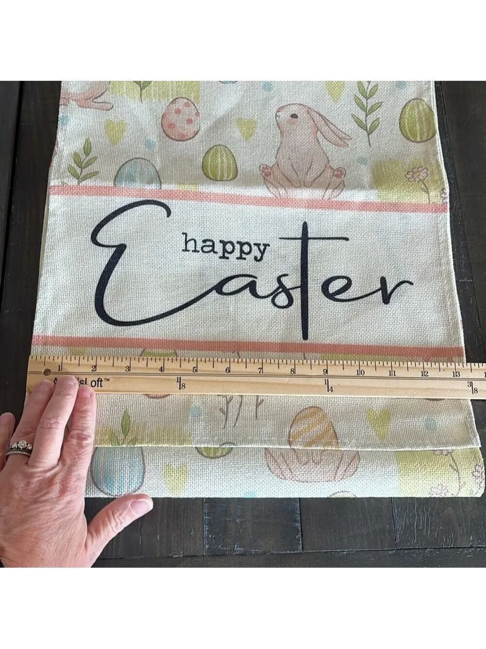 Easter Bunny Table Runner 13.5“ x 70” Happy Easter Egg Bunny Pink Blue EUC